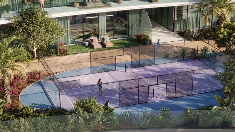 Padel court at podium level